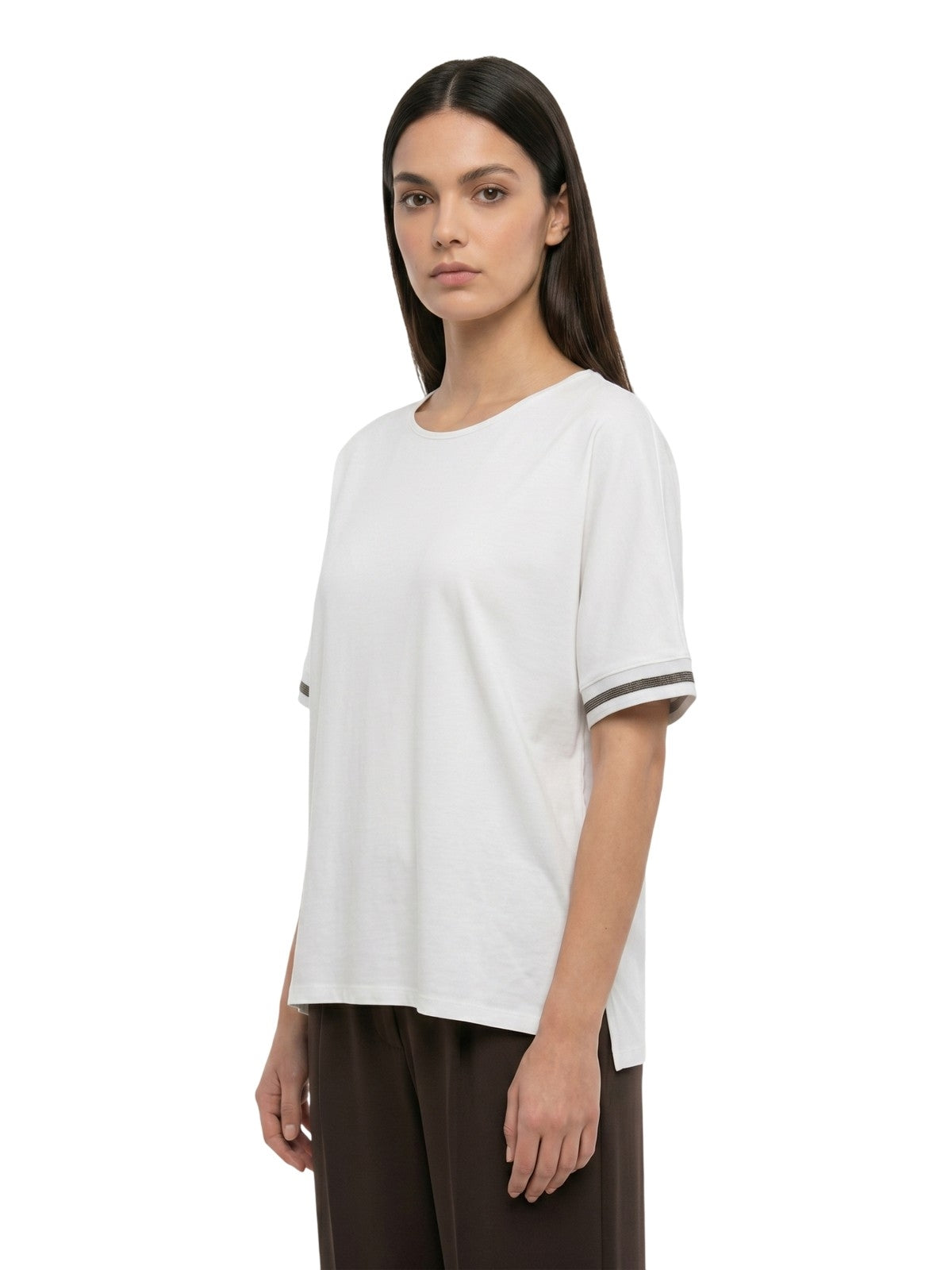 canotte e top donna maria bellentani - top over con profili in maglieria - bianco