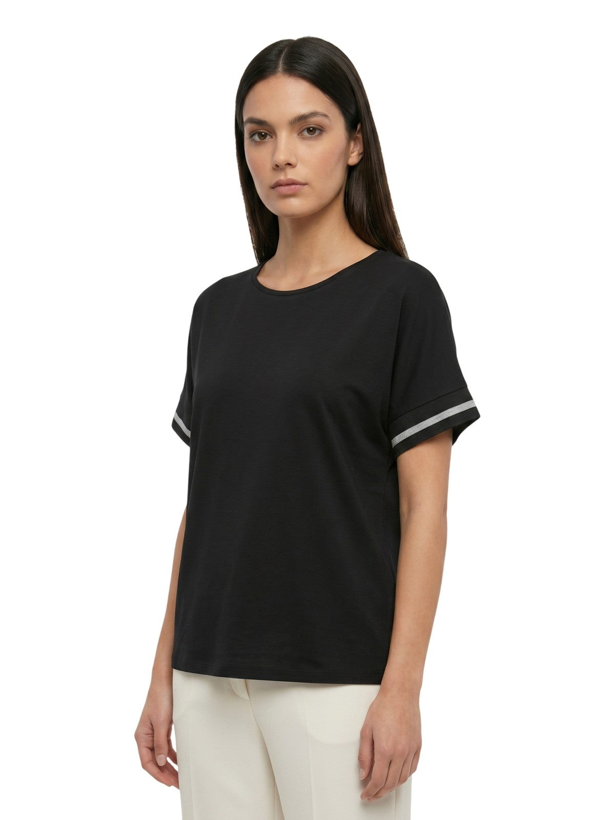 canotte e top donna maria bellentani - top over con profili in maglieria - nero