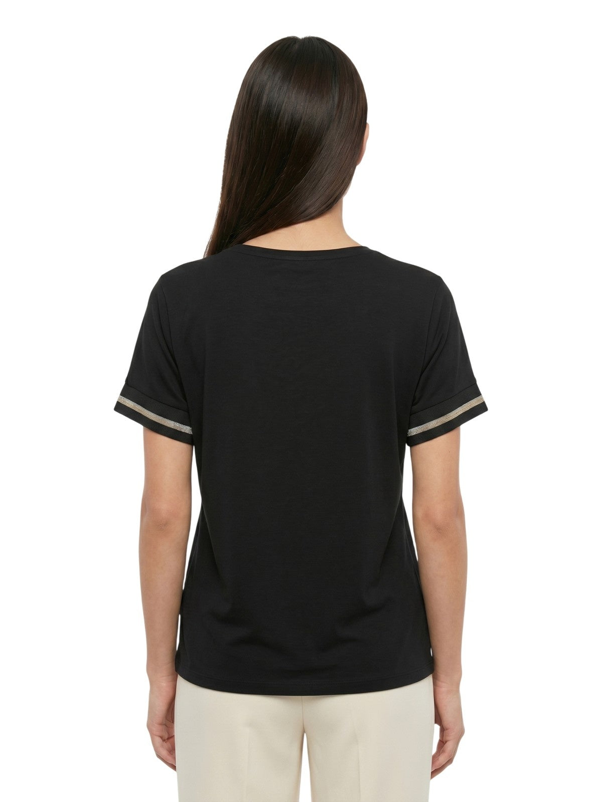 canotte e top donna maria bellentani - top over con profili in maglieria - nero