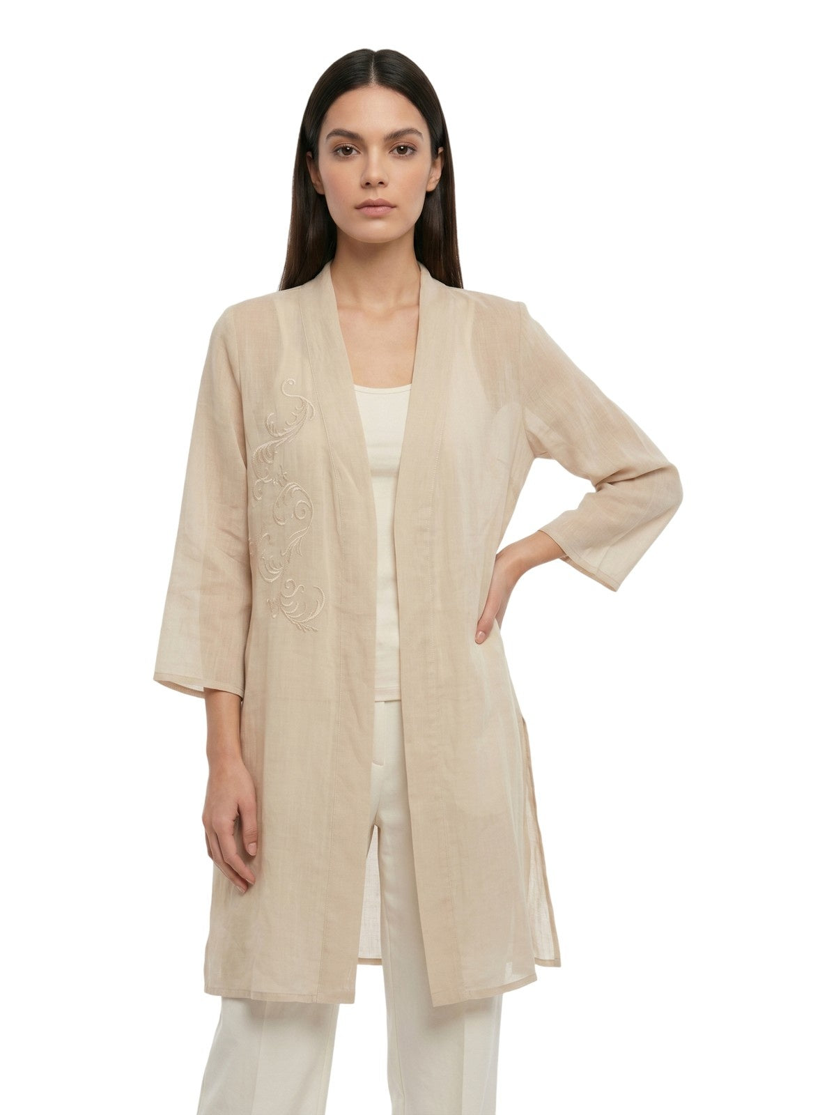 women's jackets Maria Bellentani - dust brushes and embroidery - white