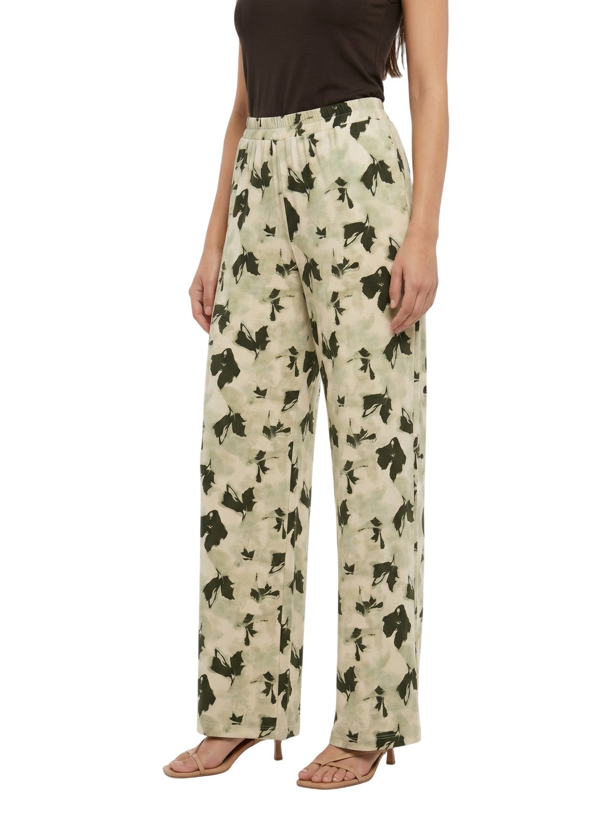 Women's trousers Maria Bellentani - palace pants with elastuch in life - military green