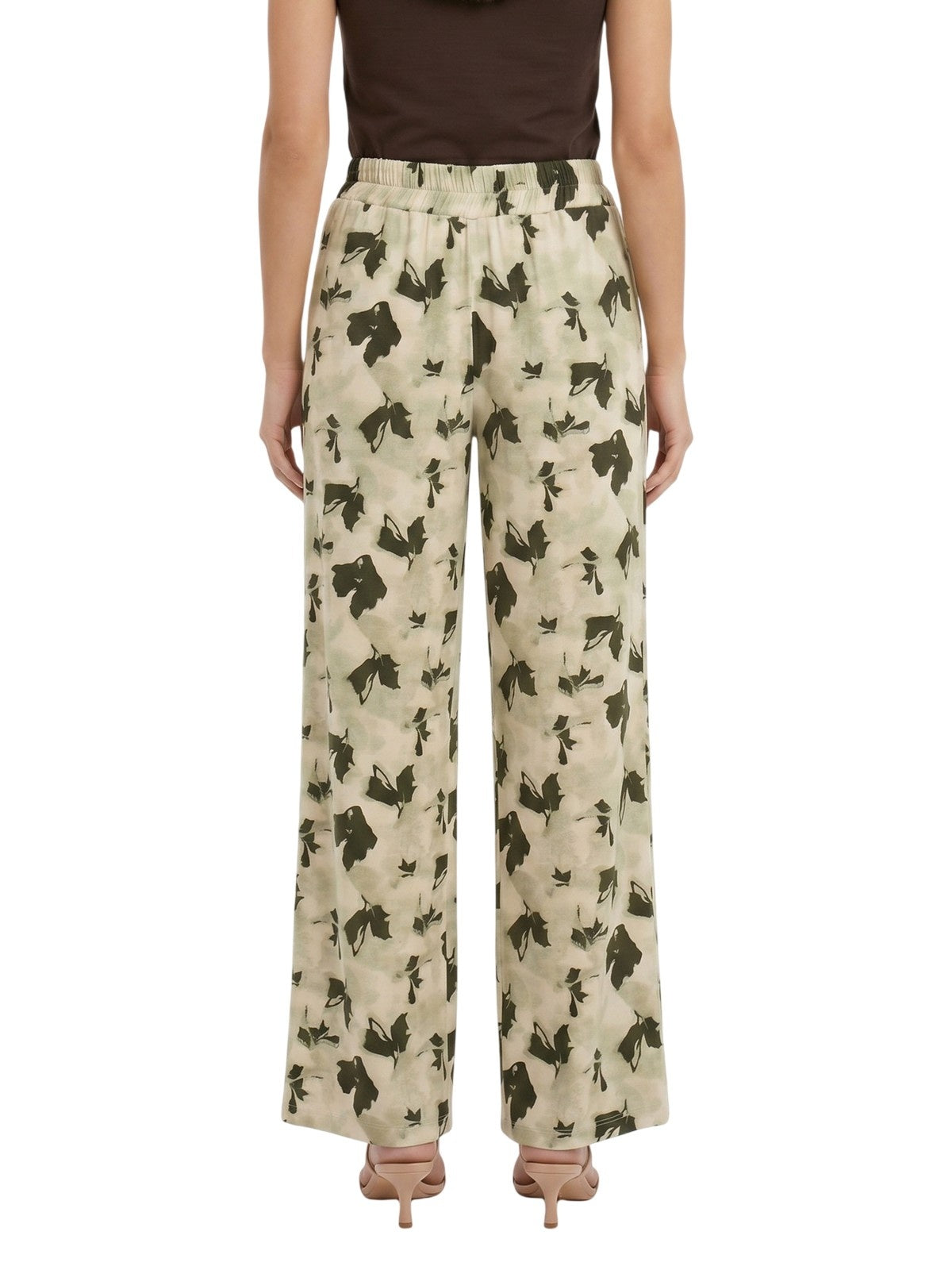 Women's trousers Maria Bellentani - palace pants with elastuch in life - military green