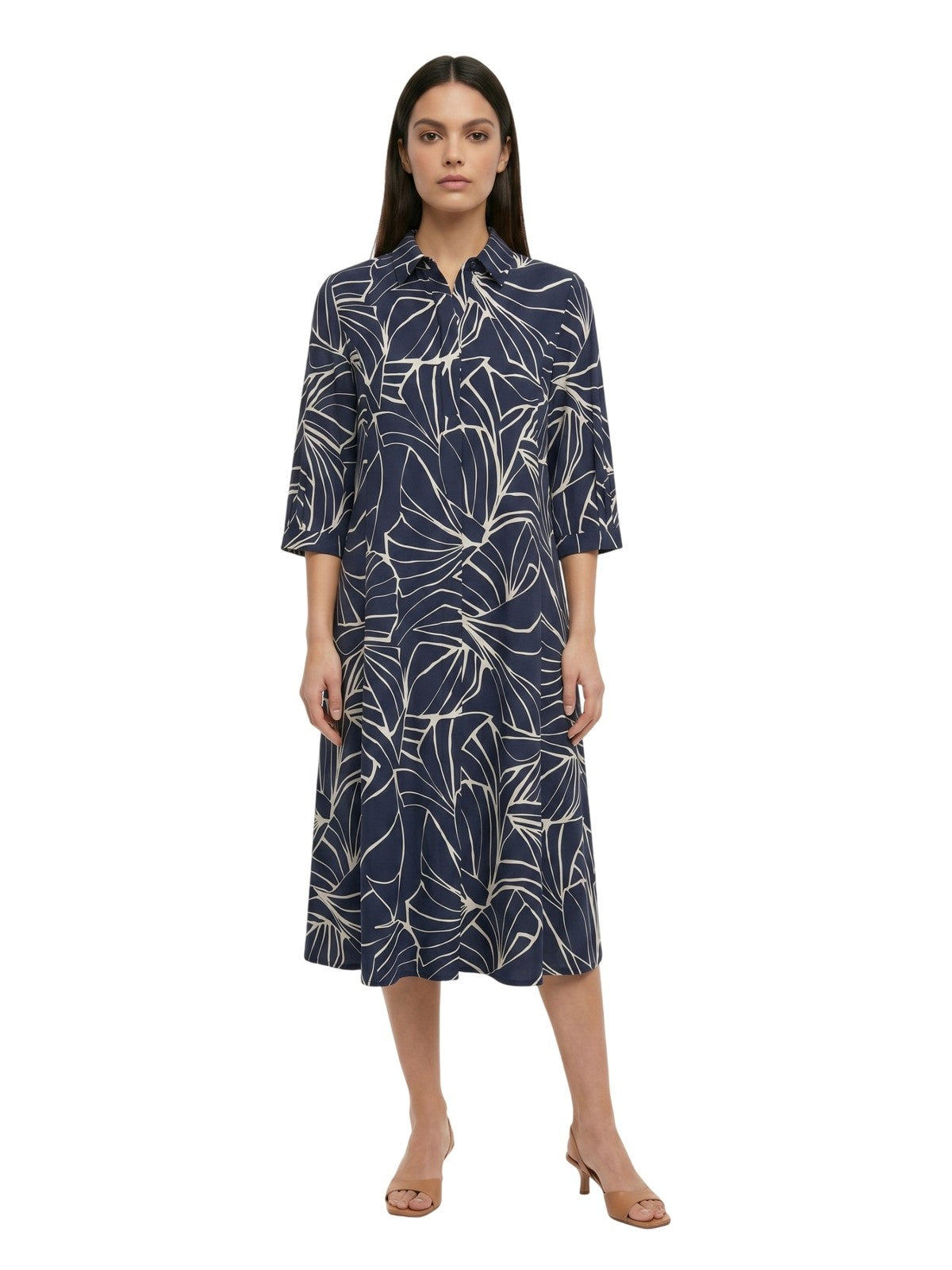 vestiti casual donna maria bellentani - abito m/c con scollo v a solino - blu