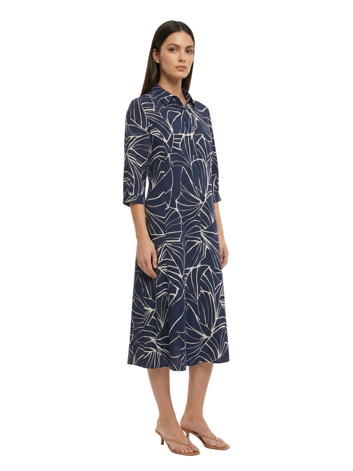 vestiti casual donna maria bellentani - abito m/c con scollo v a solino - blu