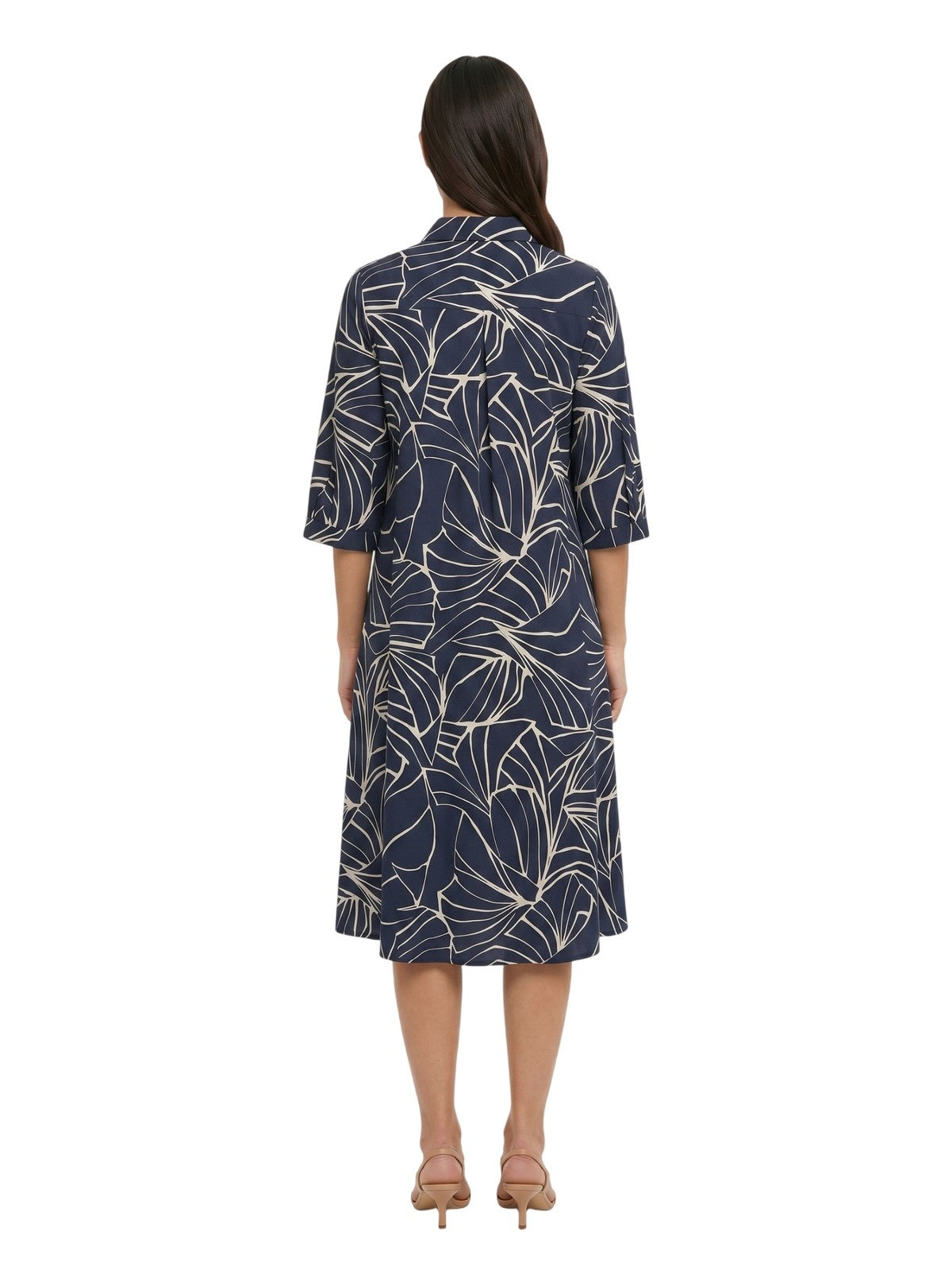 vestiti casual donna maria bellentani - abito m/c con scollo v a solino - blu