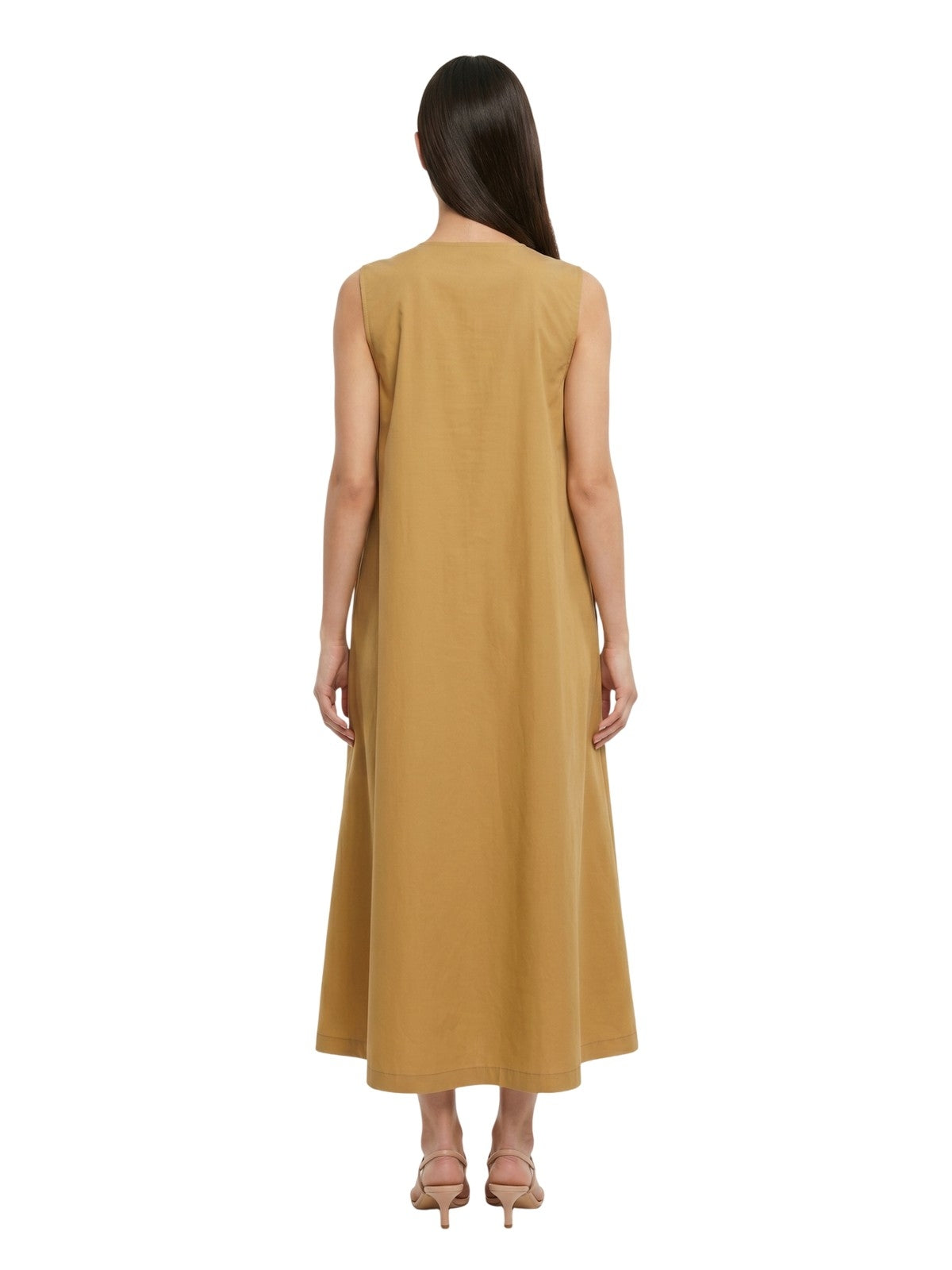 ropa casual mujer Maria Bellentani - s/m vestido con contraparte asimétrica - ocra