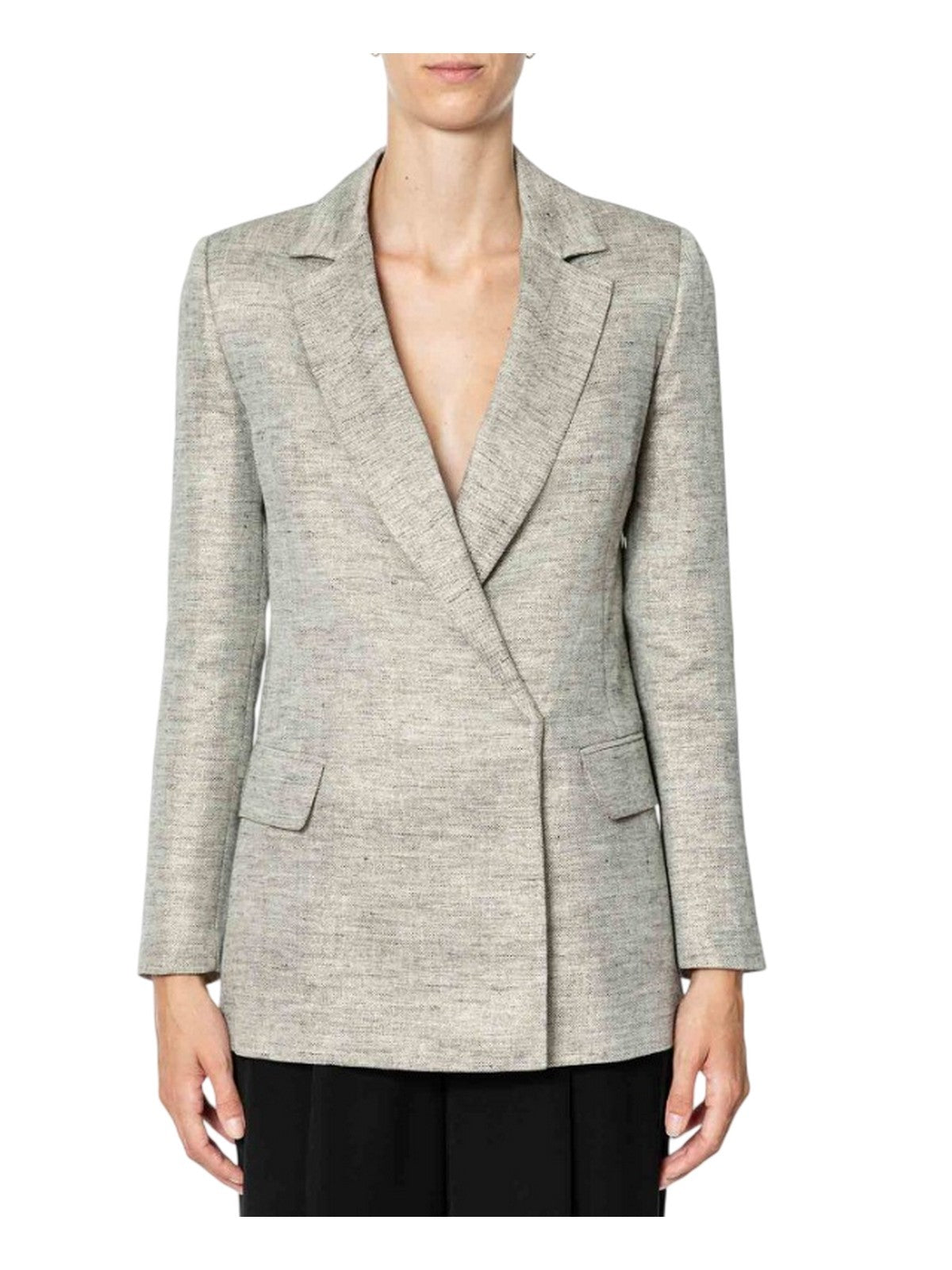 chaquetas de mujer rue•8isquit - lino lurex doble - gris