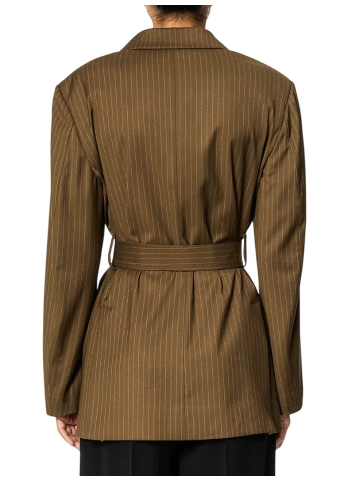 giacche donna rue•8isquit - giacca over gessato - marrone