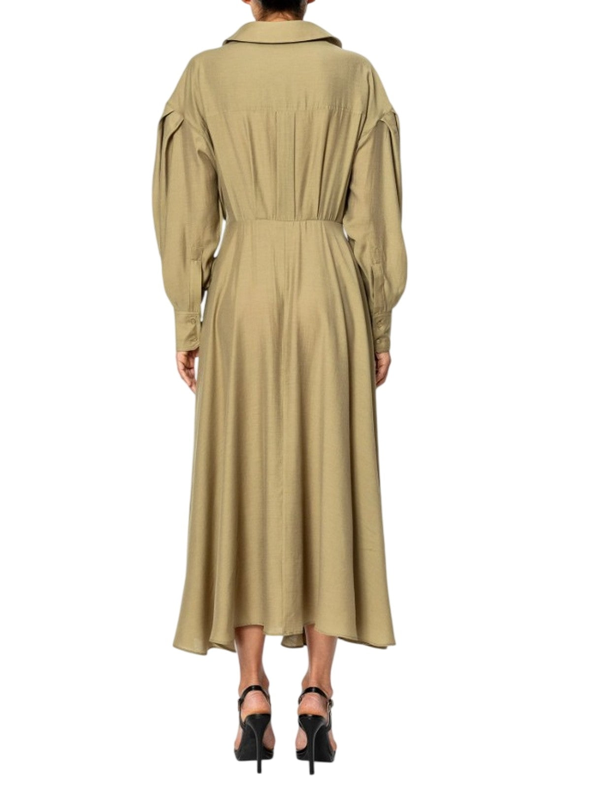 vestiti casual donna rue•8isquit - abito incronciato mussola shantung - verde