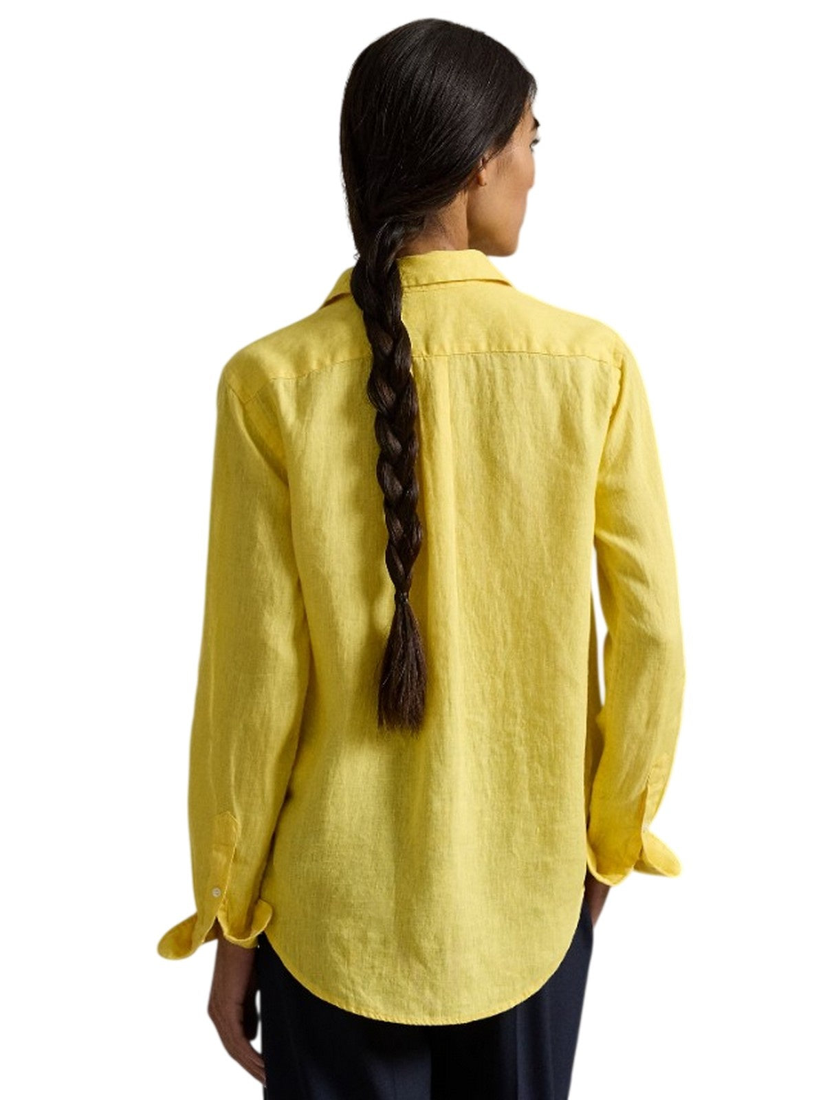 bluse e camicie donna ralph lauren - classic long sleeve button front shirt - giallo