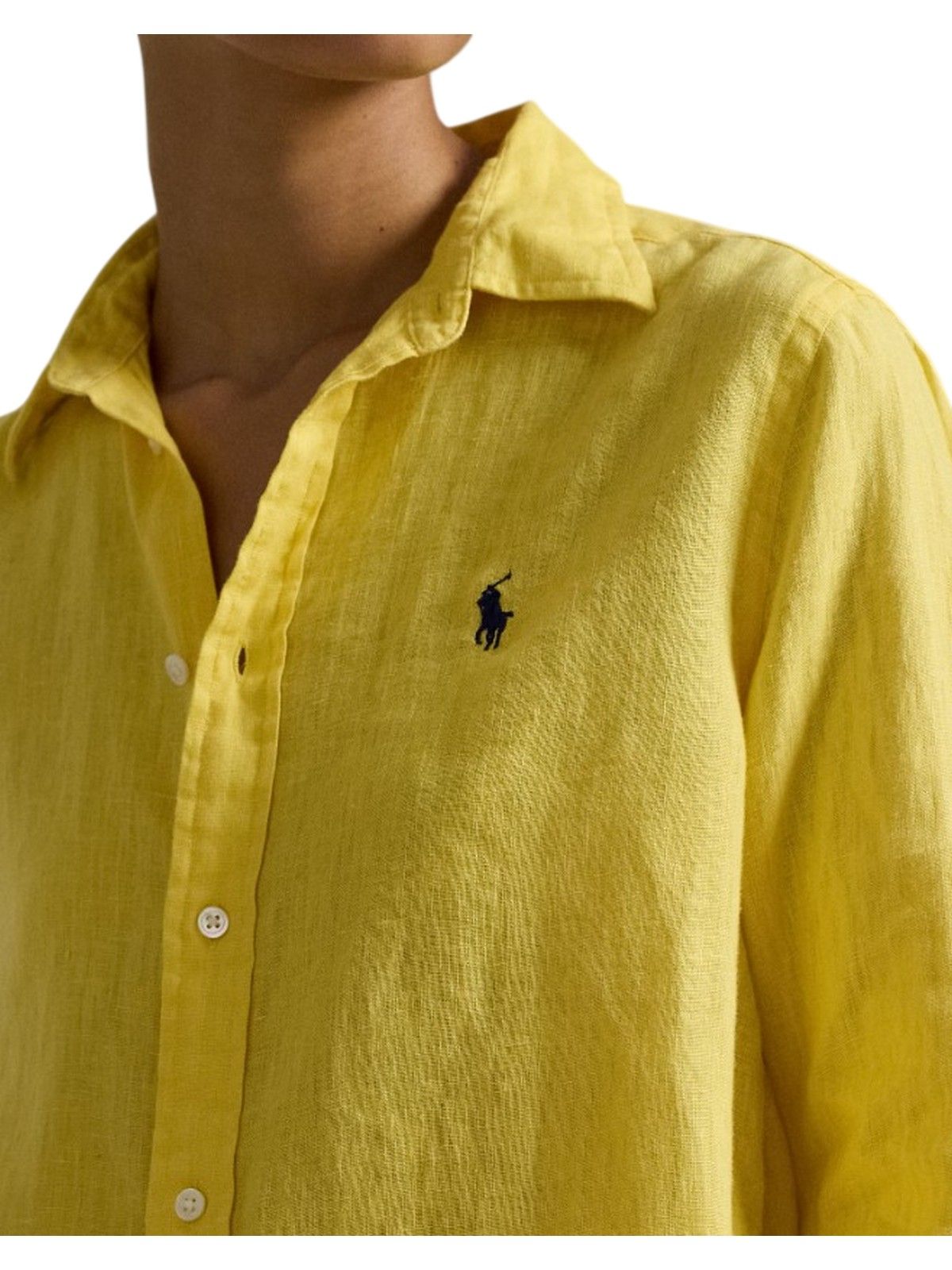bluse e camicie donna ralph lauren - classic long sleeve button front shirt - giallo