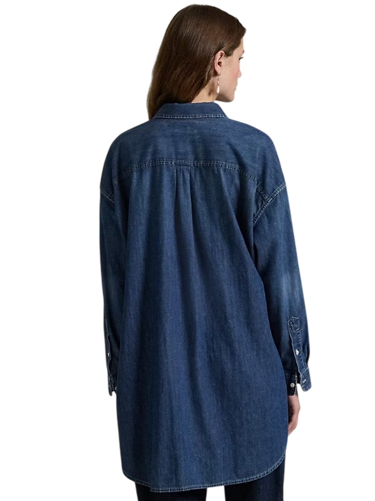 Blouses en hemden vrouw Ralph Lauren - smck st-long mouwknop voorover shirt - denim