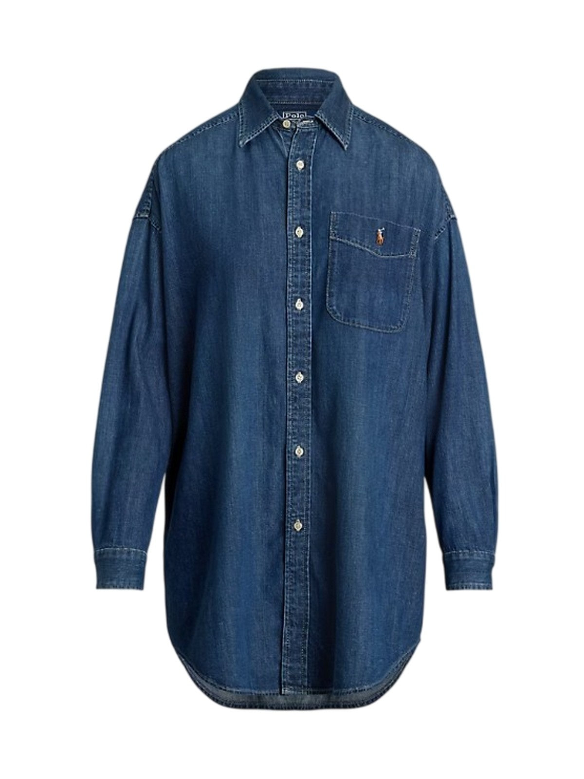 Blouses en hemden vrouw Ralph Lauren - smck st-long mouwknop voorover shirt - denim