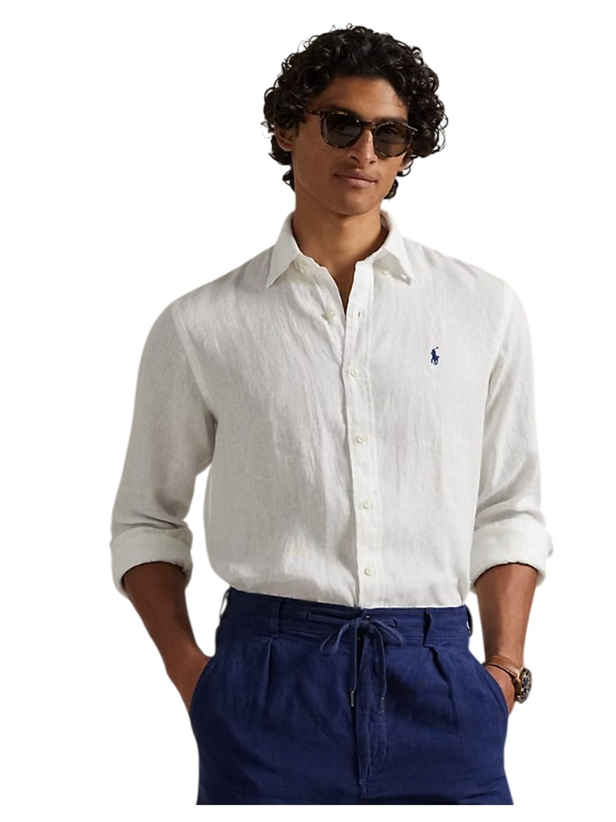 camicie casual uomo ralph lauren - cubdppcs long sleeve sport shirt - bianco