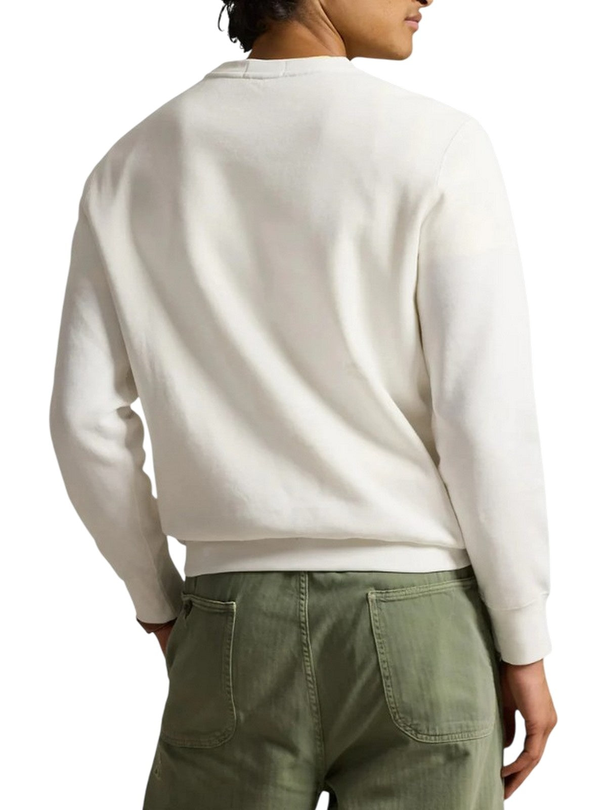 felpe senza cappuccio uomo ralph lauren - polo bear fleece sweatshirt - bianco