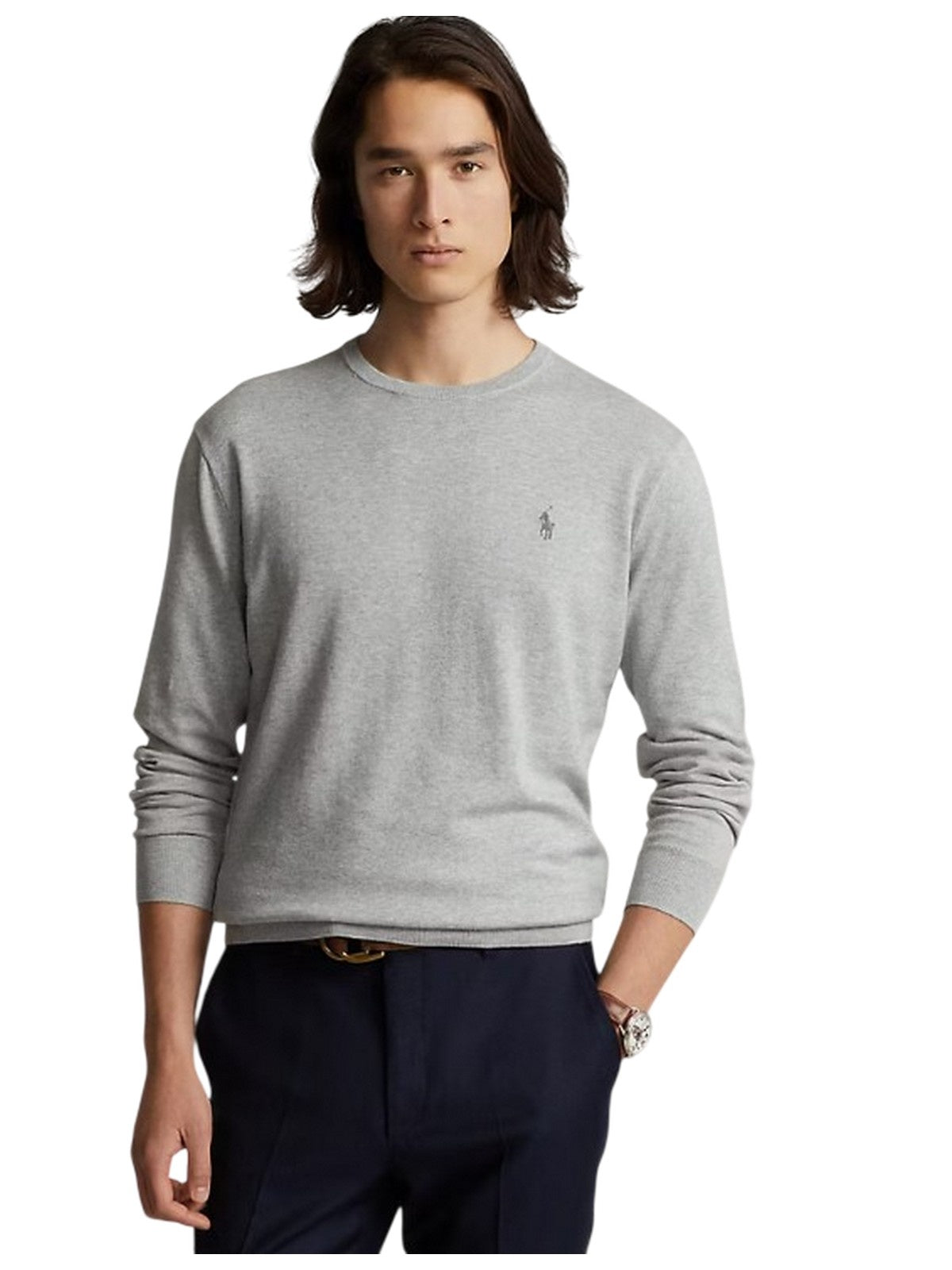 shirts man Ralph Lauren - ls sf cn pp-long sleeve sweater - grey