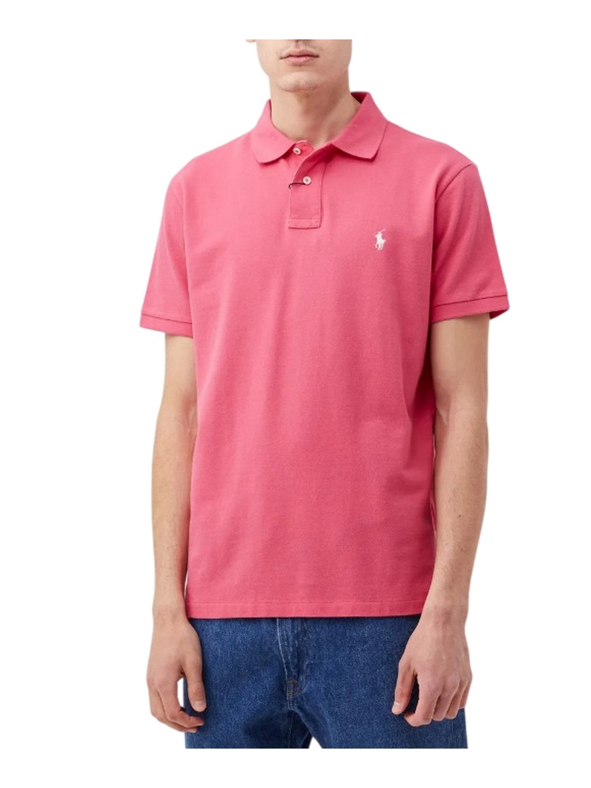 polo uomo ralph lauren - sskccmslm1 short sleeve knit - fucsia
