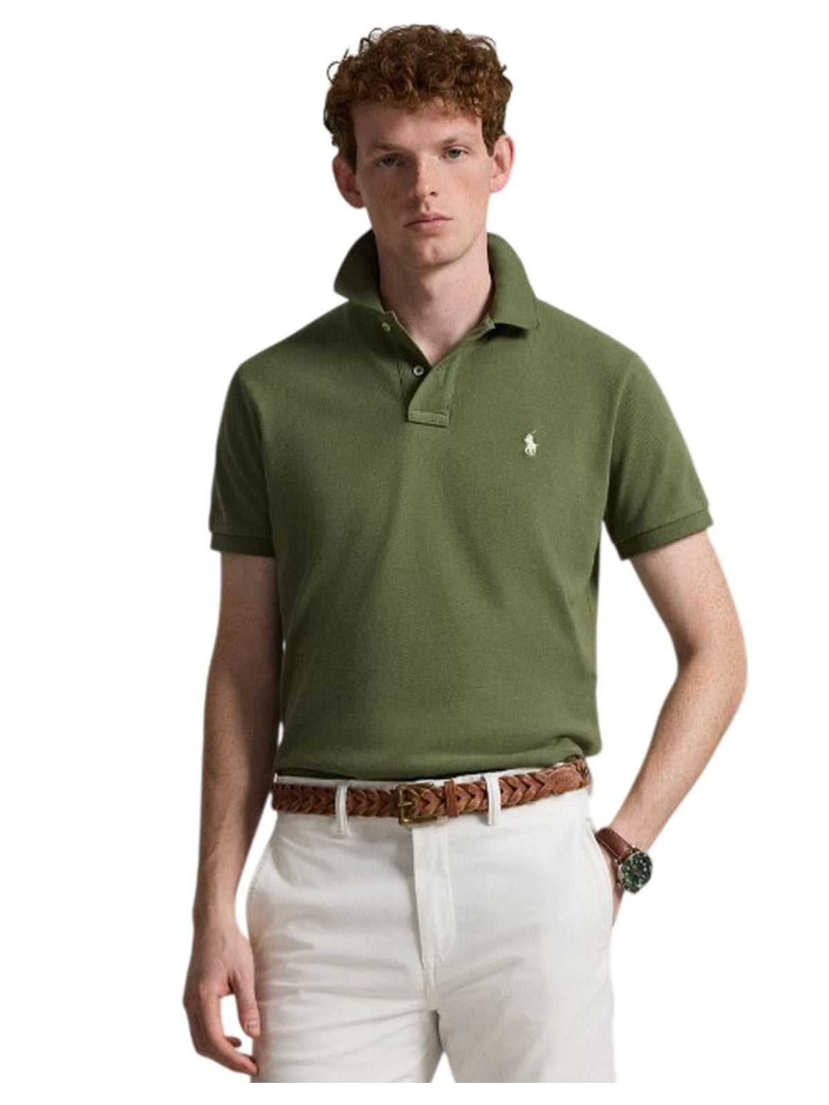 polo uomo ralph lauren - sskccmslm1 short sleeve knit - verde