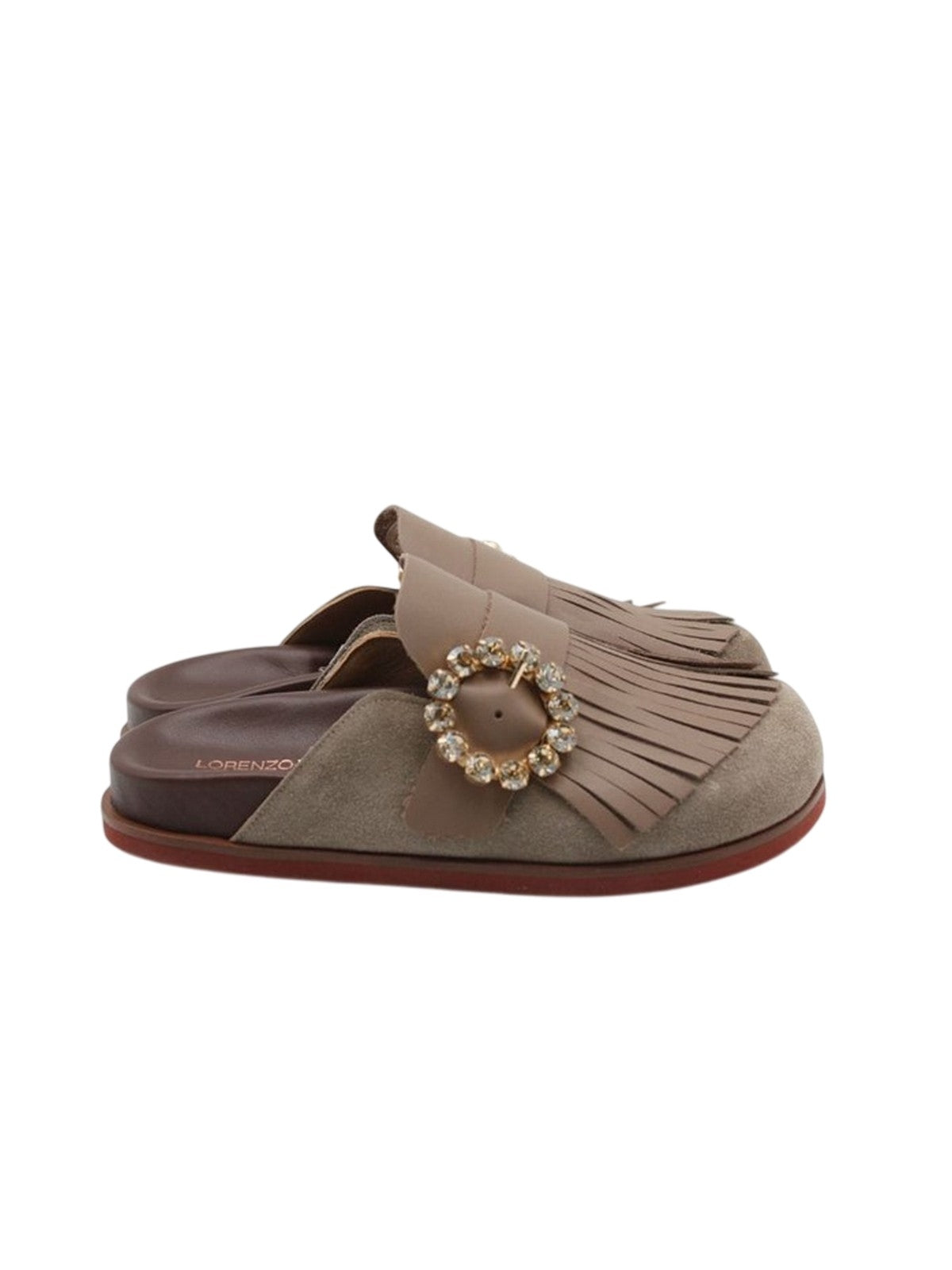 ciabatte donna lorenzo mari - velour tortora - grigio
