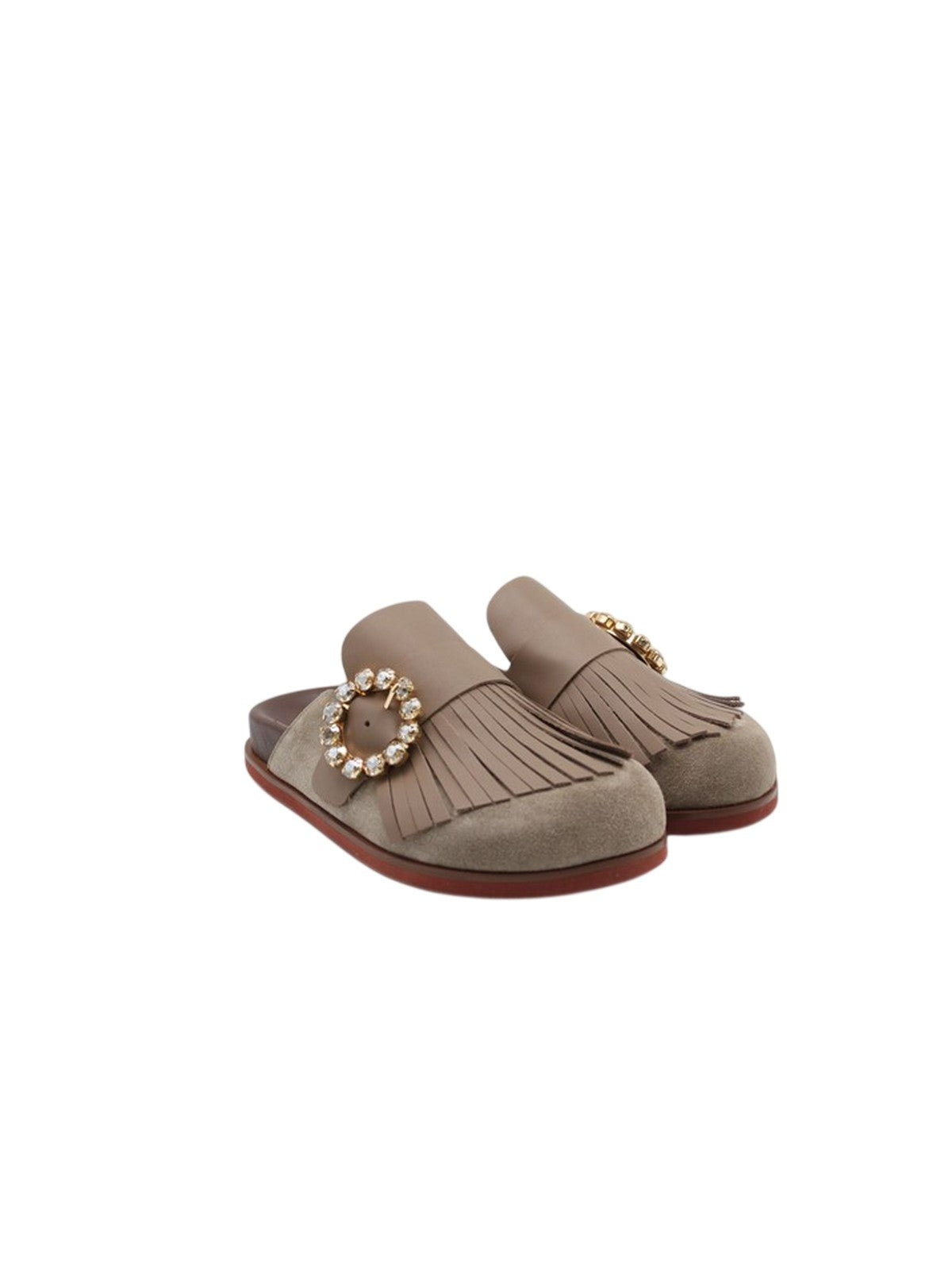 ciabatte donna lorenzo mari - velour tortora - grigio