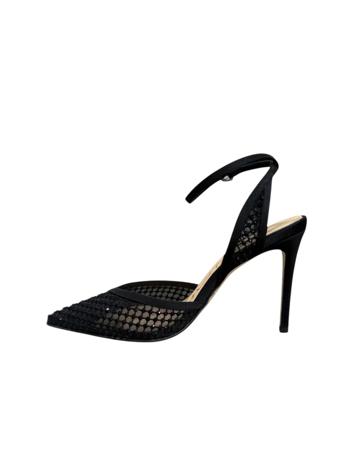 scarpe con tacco donna chantal 1962 - raso nero rete nera strass nero - nero