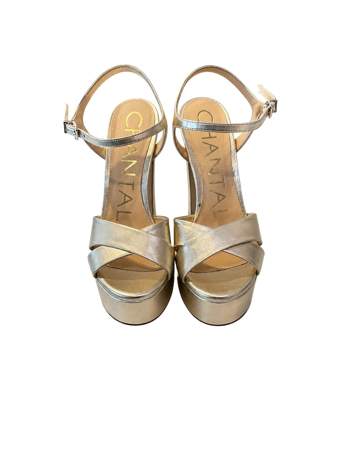 scarpe con tacco donna chantal 1962 - satin platiino - oro
