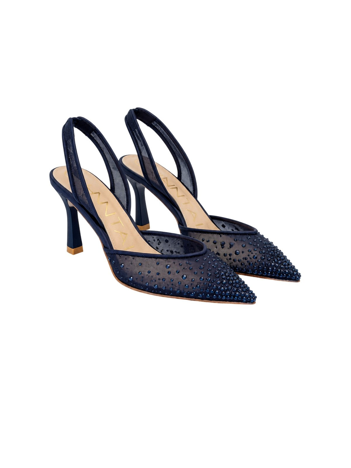 scarpe con tacco donna chantal 1962 - raso blu rete blu - blu