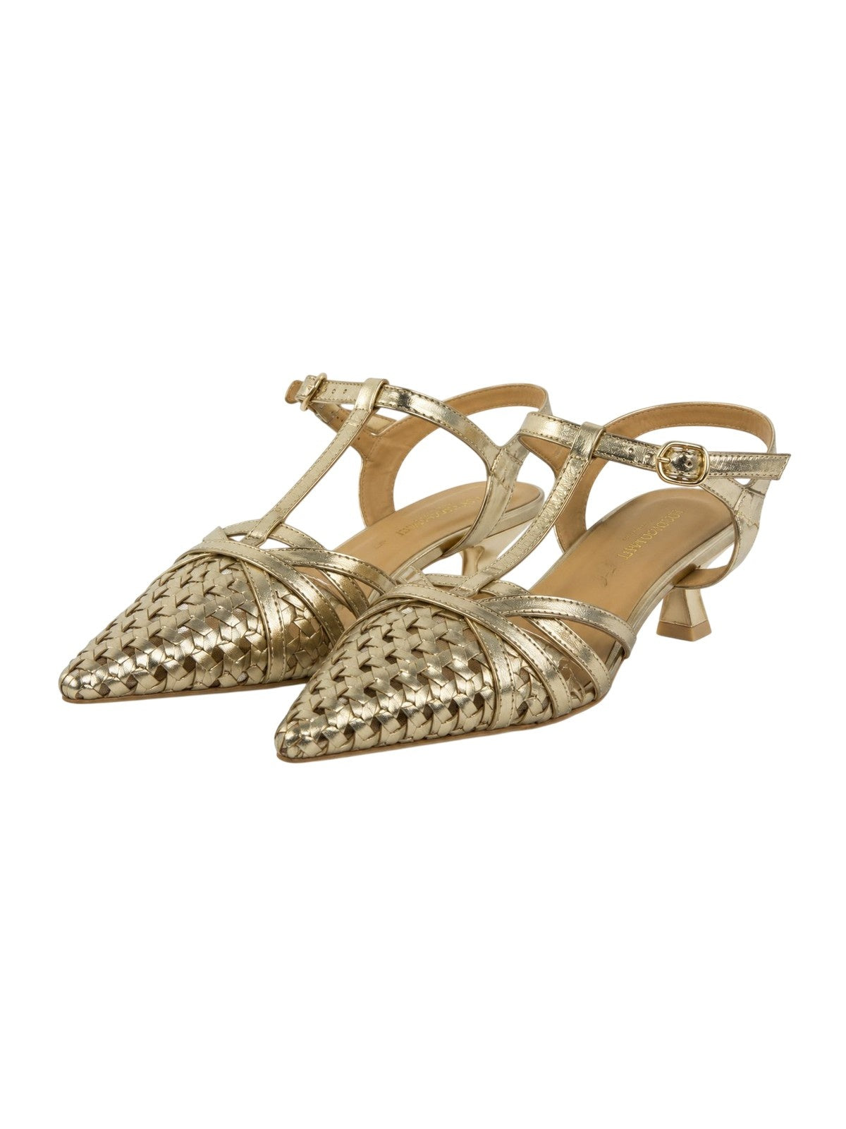 Women's heel shoes Lorenzo Mari - platinum/laminated platinum - gold