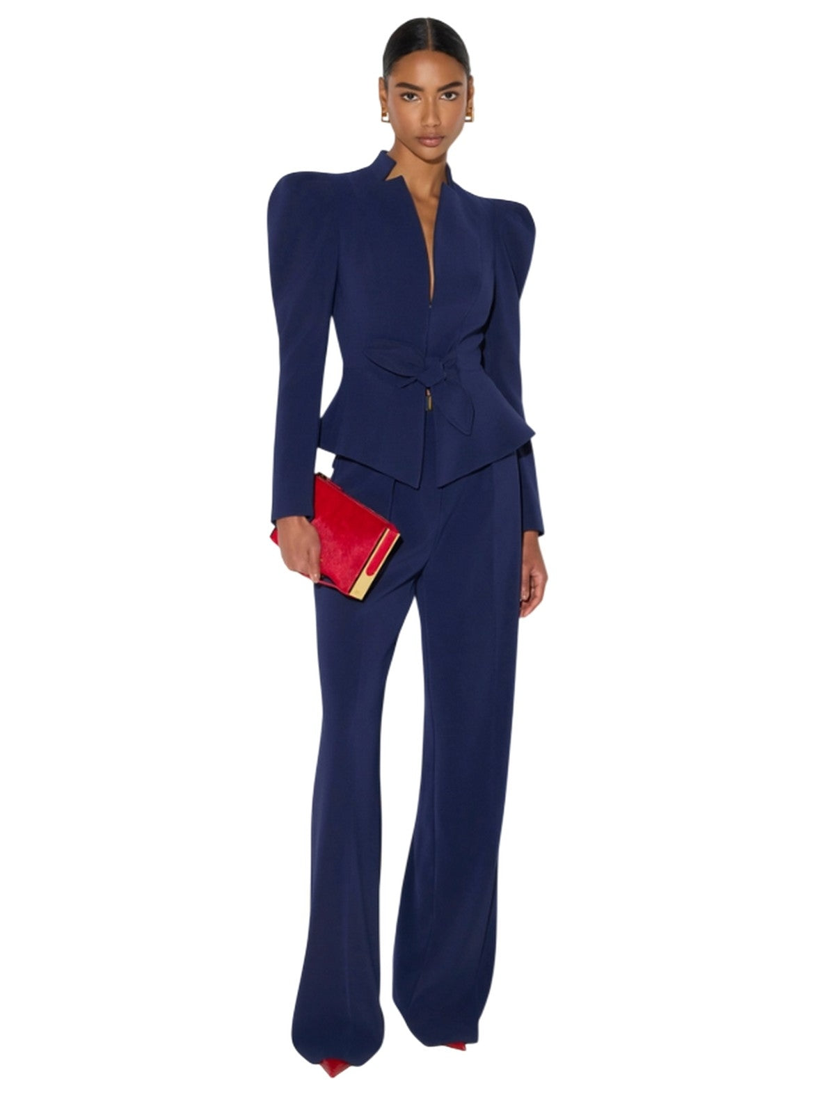 Women's trousers Elisabetta Franchi - trousers with belt - blue