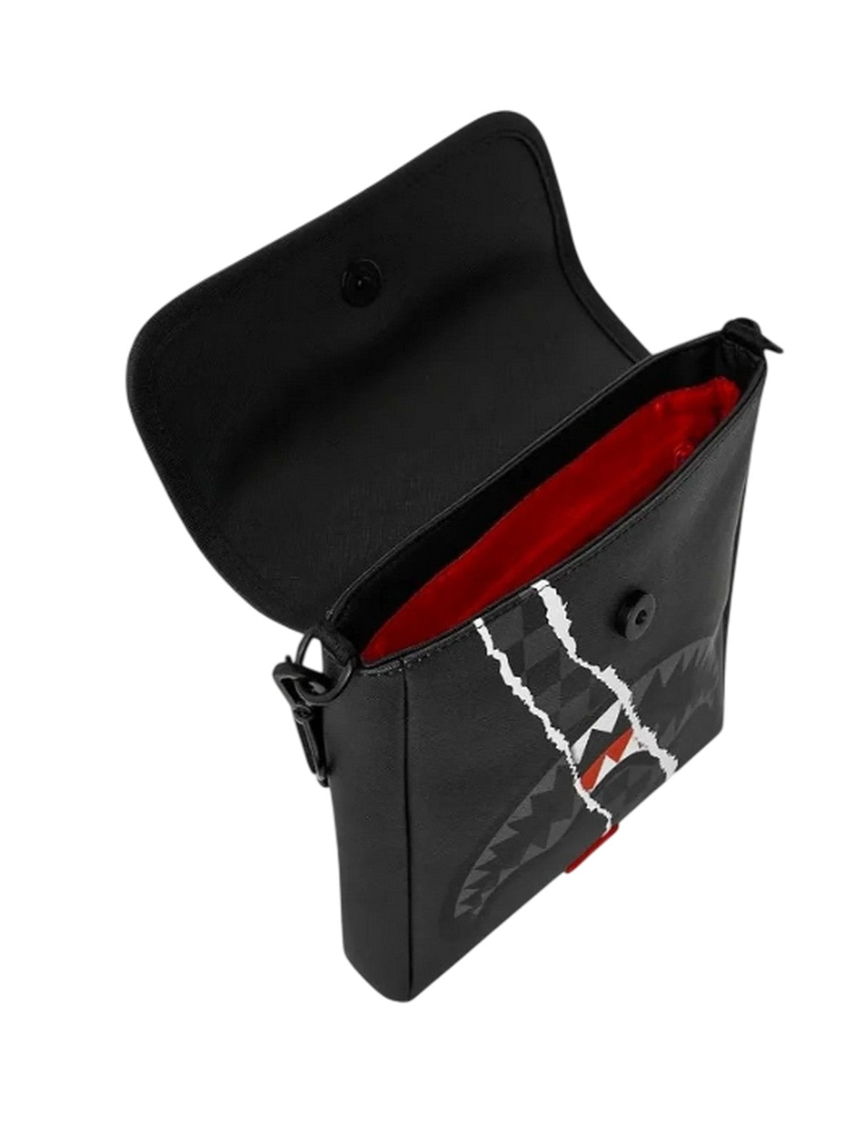 sports marsupi - man unisex Sprayground - center rip revealing gray check messenger - black