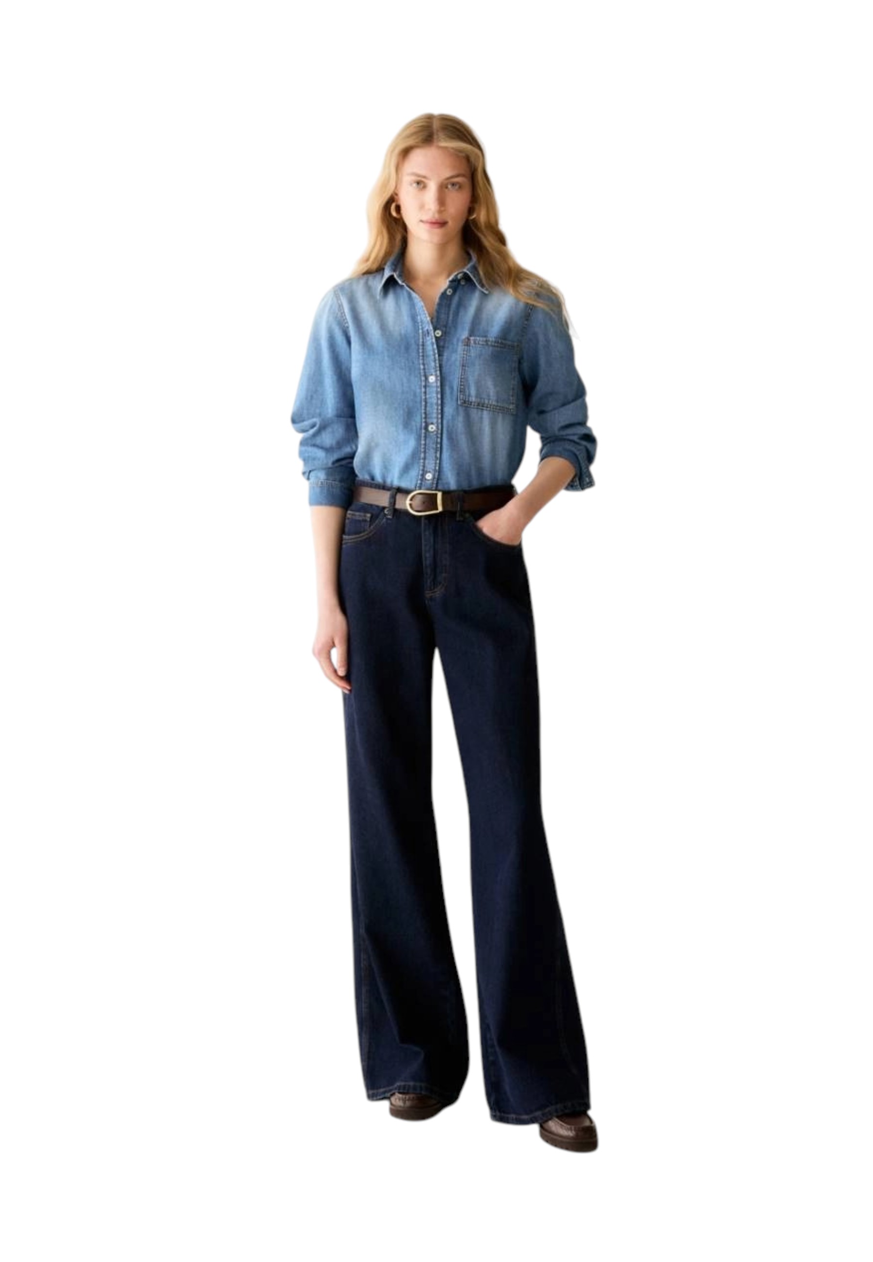 Pantalones de denim femenino Penny Black pbbwideleg-003