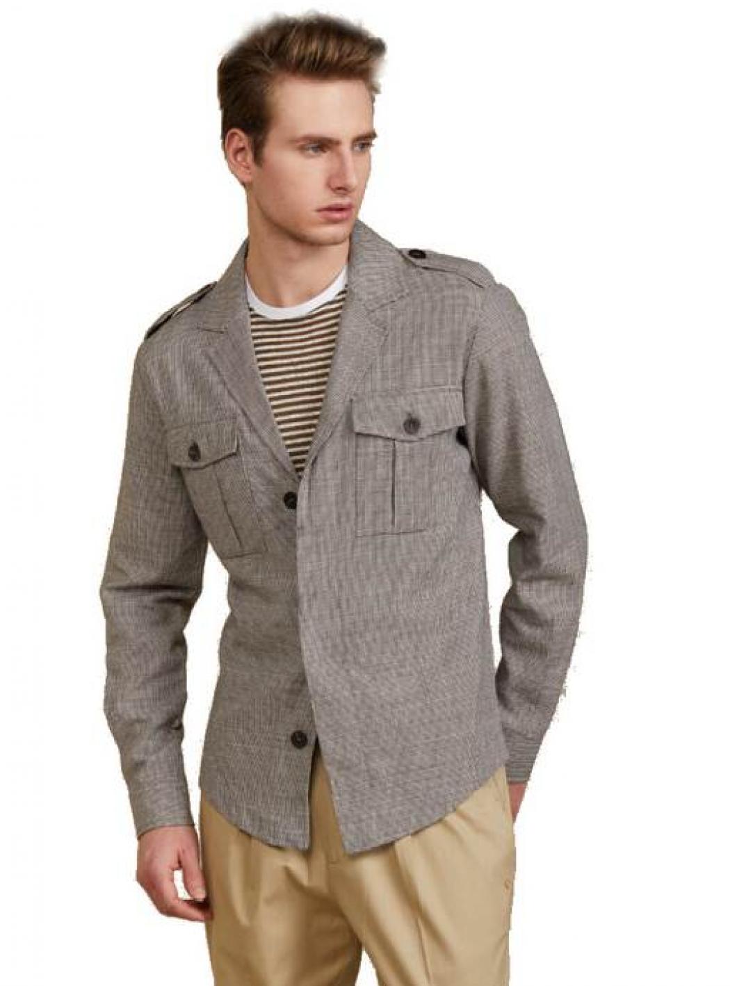 Outfit - Overshirt Militare Piede De Poul Bianco e Moro von1S2S1J007/434 MORO