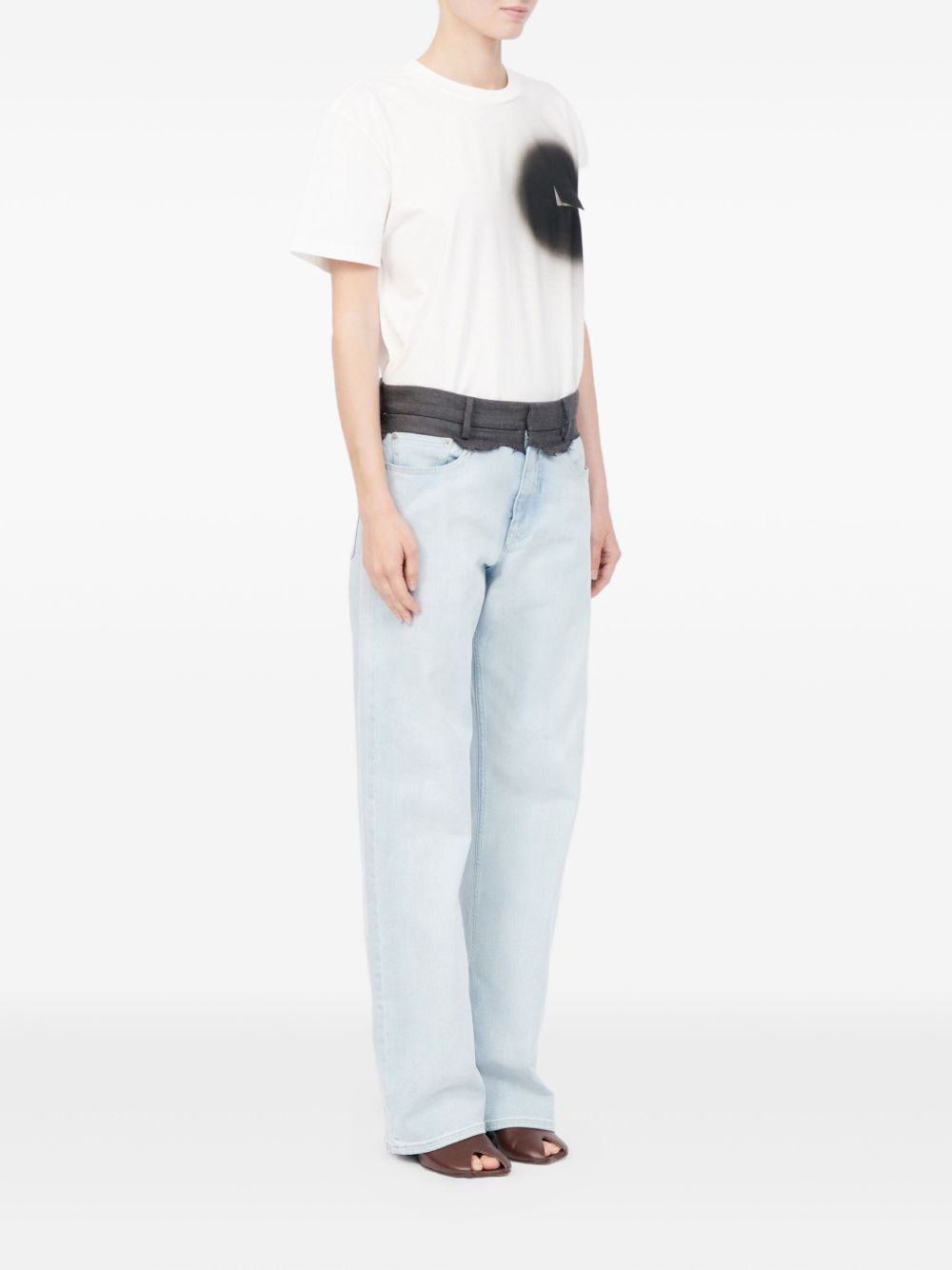 mm6 maison margiela jeans banda vita donna blu