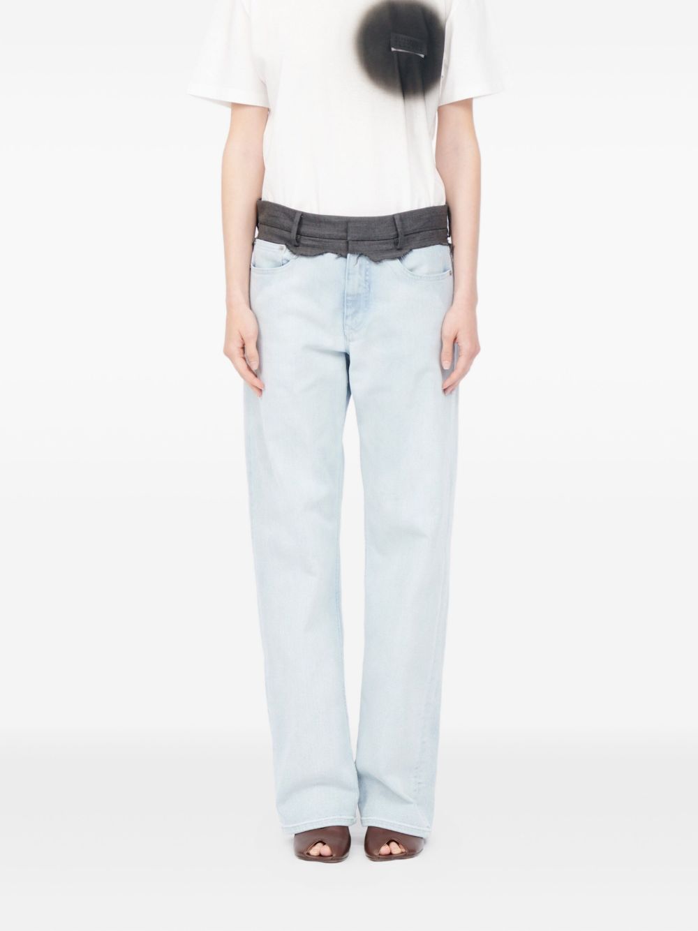 mm6 maison margiela jeans banda vita donna blu