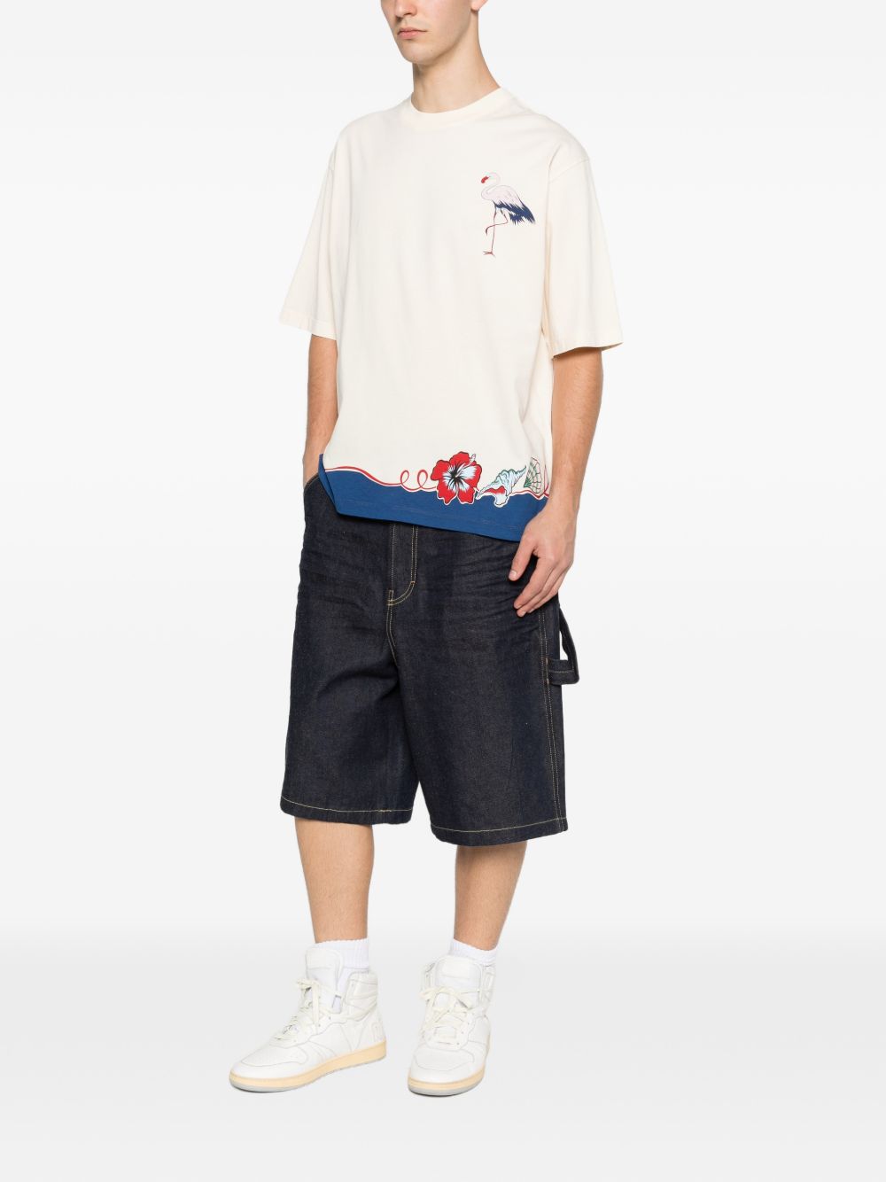 dsquared2 t-shirt fenicottero uomo beige