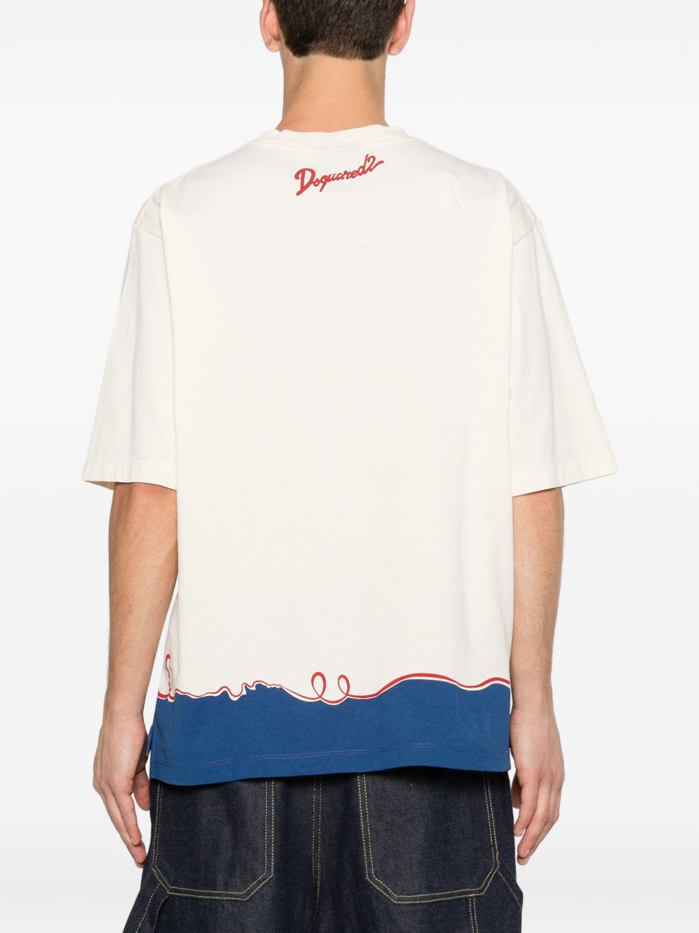 dsquared2 t-shirt fenicottero uomo beige
