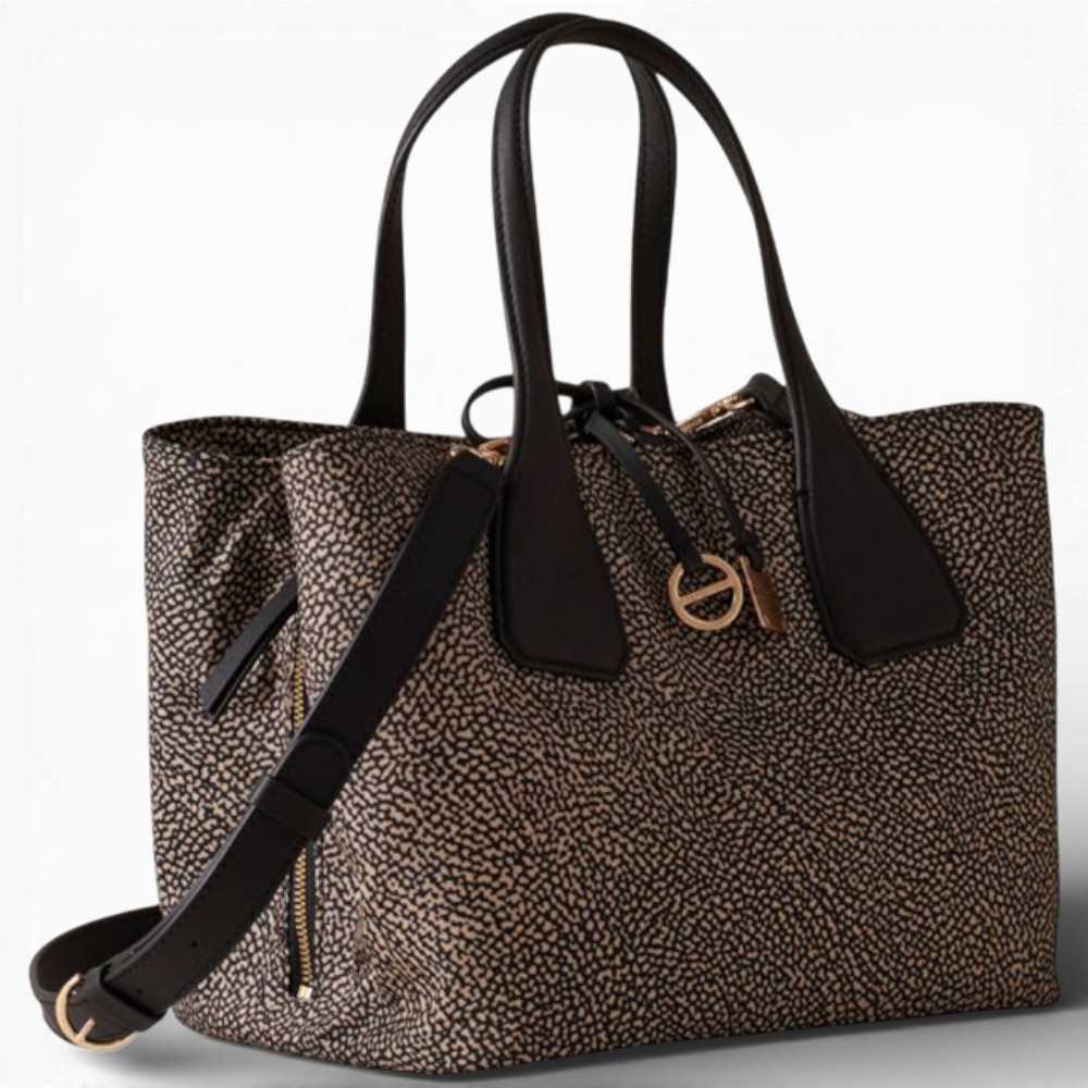 Bag Bauletto M. with shoulder strap Borbonese Op Natural/Nero - 91010215-AH1-X11