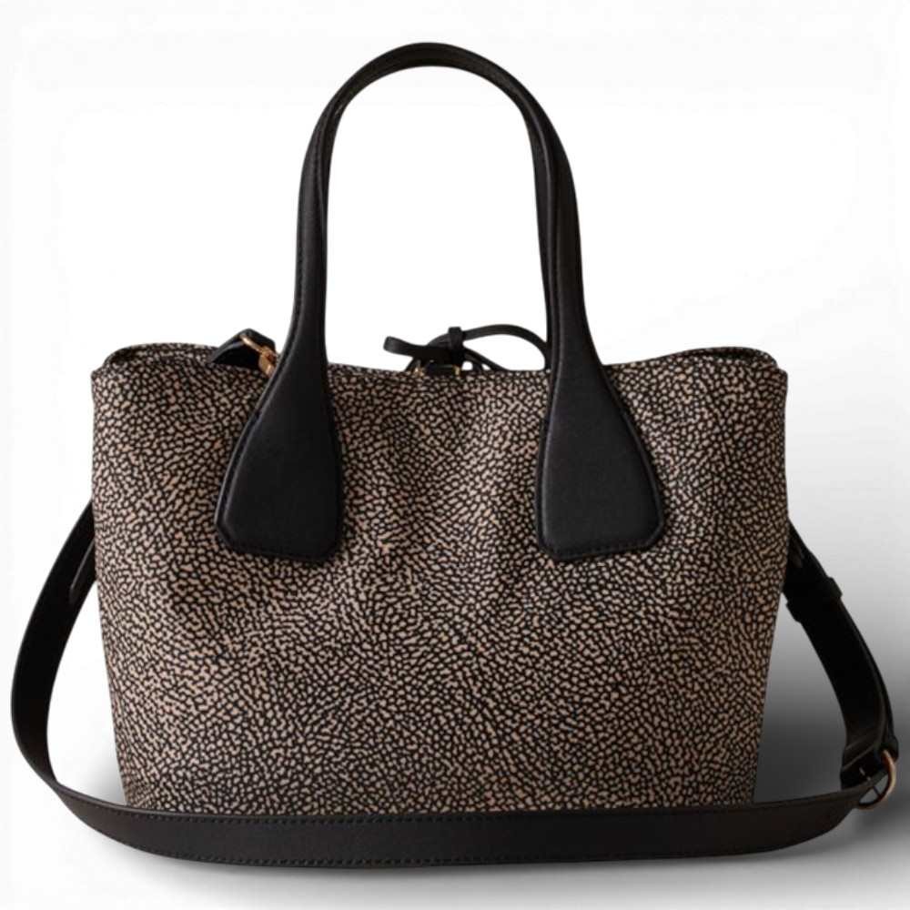 Bag Bauletto M. with shoulder strap Borbonese Op Natural/Nero - 91010215-AH1-X11