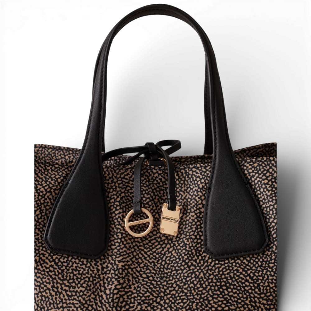 Bag Bauletto M. with shoulder strap Borbonese Op Natural/Nero - 91010215-AH1-X11