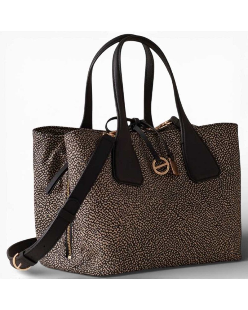 Bag Bauletto M. with shoulder strap Borbonese Op Natural/Nero - 91010215-AH1-X11