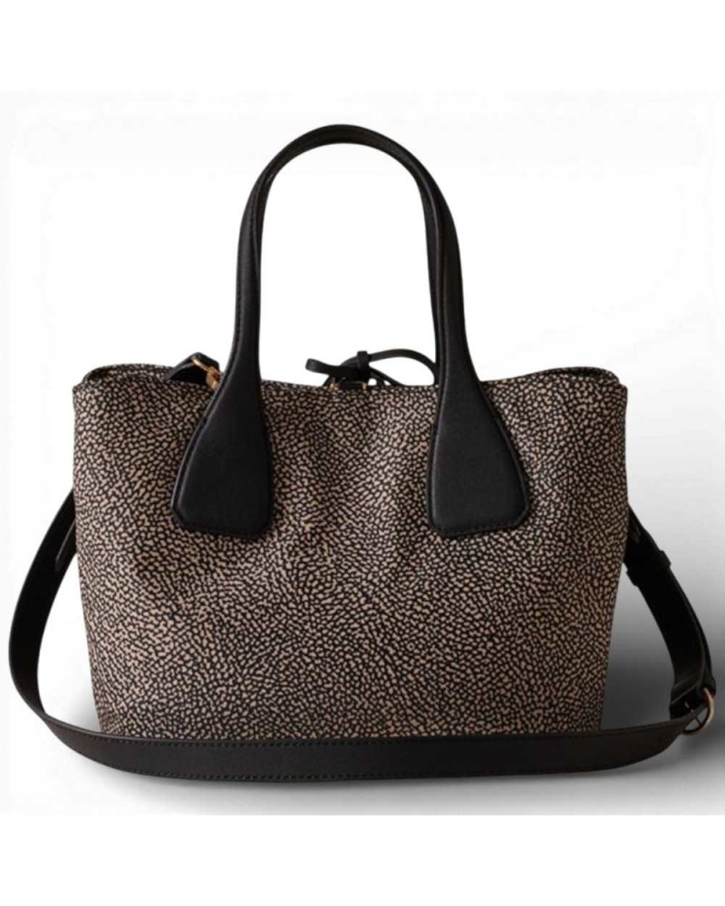 Bag Bauletto M. with shoulder strap Borbonese Op Natural/Nero - 91010215-AH1-X11