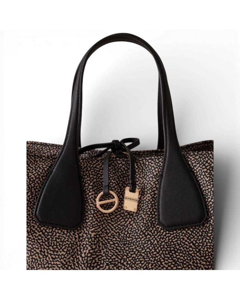 Bag Bauletto M. with shoulder strap Borbonese Op Natural/Nero - 91010215-AH1-X11