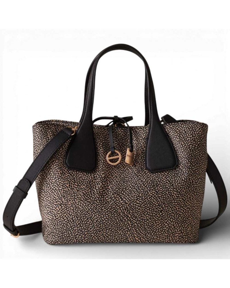 Bag Bauletto M. with shoulder strap Borbonese Op Natural/Nero - 91010215-AH1-X11