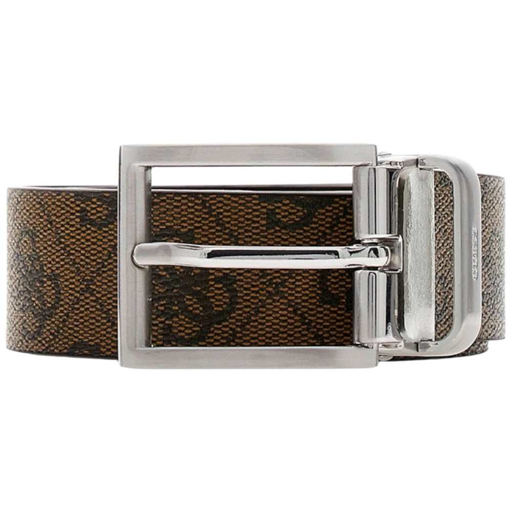 Guess Cintura Milano Reversible & Adjustable H35 Uomo Coffee Regolabile e Reversibile in Vera Pelle