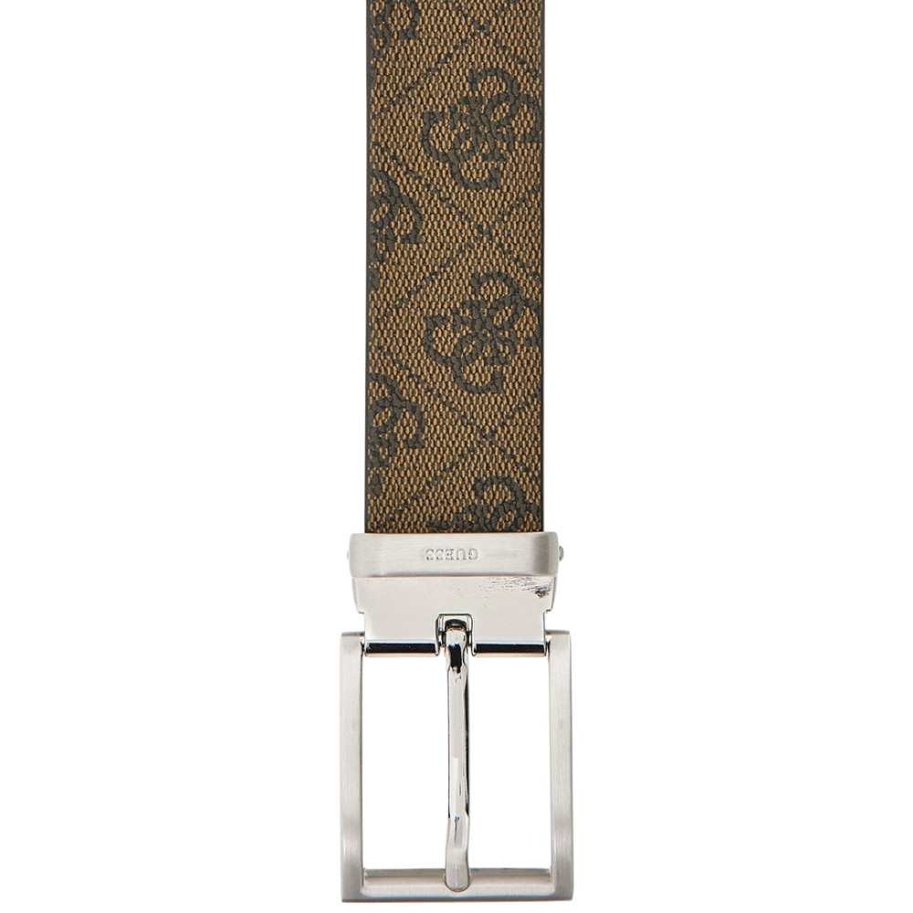 Guess Cintura Milano Reversible & Adjustable H35 Uomo Coffee Regolabile e Reversibile in Vera Pelle