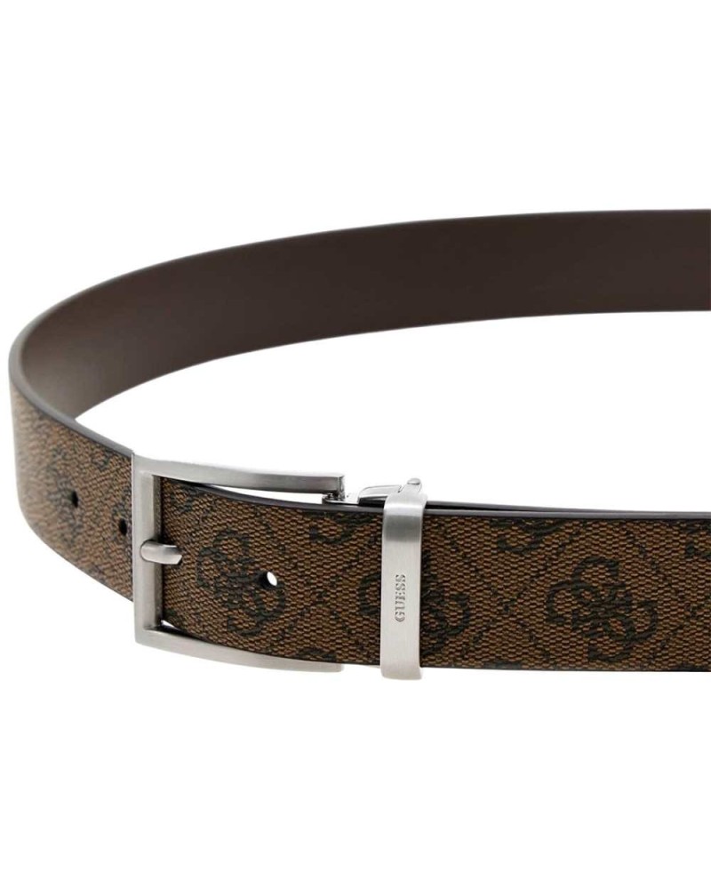Guess Cintura Milano Reversible & Adjustable H35 Uomo Coffee Regolabile e Reversibile in Vera Pelle