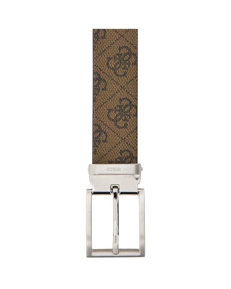 Guess Cintura Milano Reversible & Adjustable H35 Uomo Coffee Regolabile e Reversibile in Vera Pelle