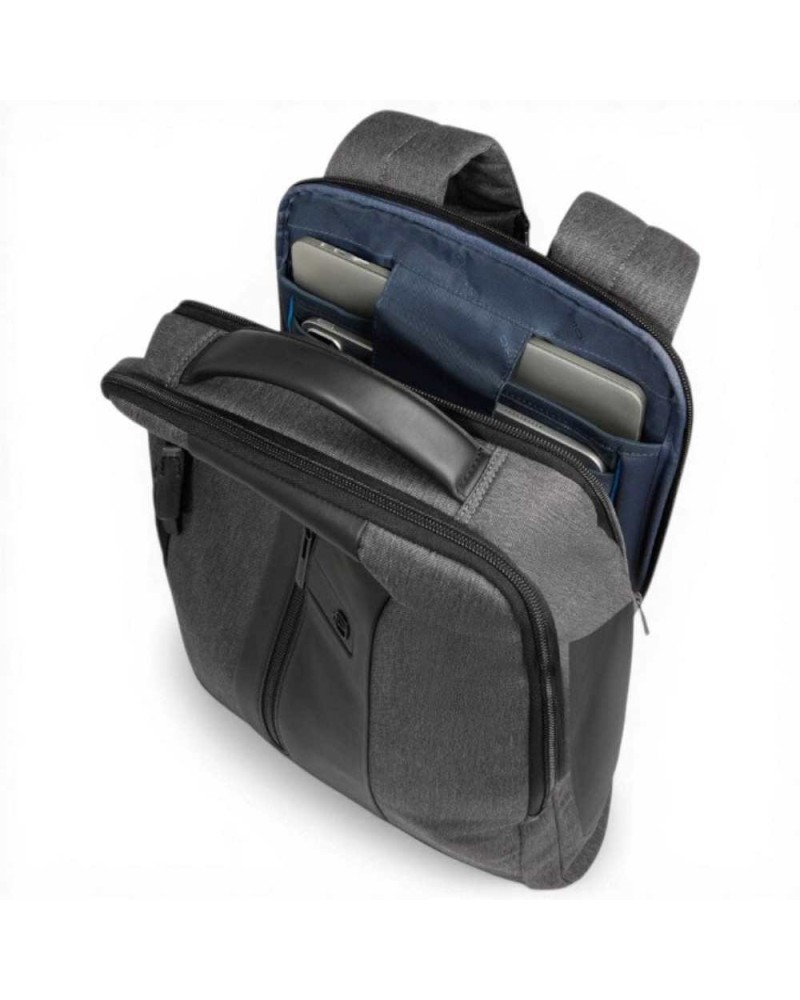 Piquadro Zaino Brief 2 Uomo Grigio e Nero in Tessuto Riciclato e Pelle con Porta PC 15.6'' e iPad
