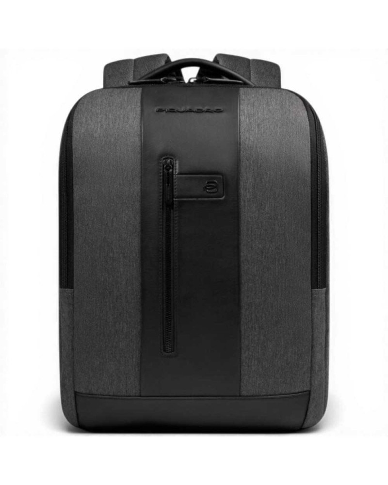 Piquadro Zaino Brief 2 Uomo Grigio e Nero in Tessuto Riciclato e Pelle con Porta PC 15.6'' e iPad