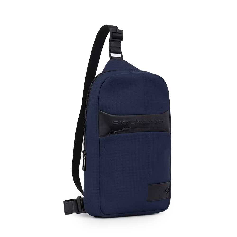 Monospalla Piquadro W129 Blauw leer en stof - CA5751W129-BLU